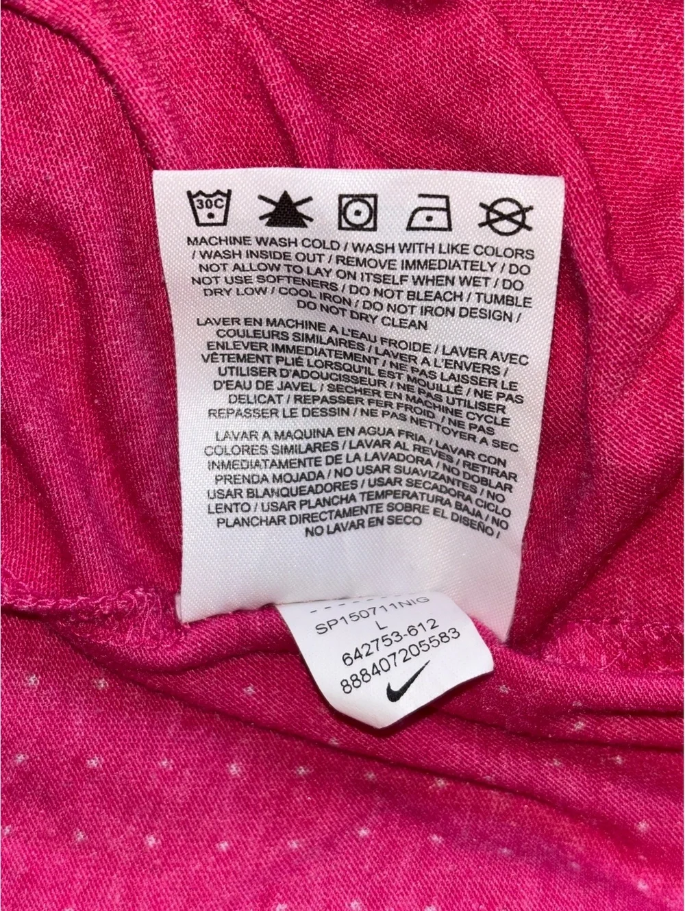 Women's Long Sleeve Burnout Running Top Pink Dotted Swoosh Size Large